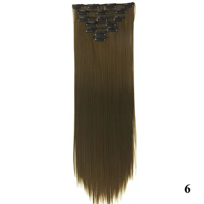Gres прямые высокие Температура волокна Для женщин 24 дюйма 7 шт./компл. Зажим-в комплект на всю голову длинные Синтетические пряди для наращивания волос/обивка - Цвет: 1B/30HL