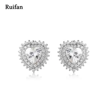 

Fashion Korean Heart 925 Sterling Silver Earrings Cubic Zirconia Stud Earrings Gift for Women Girls Jewelry YEA017