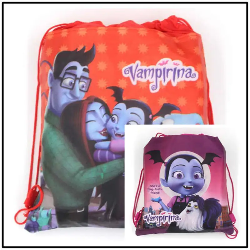 

6Pcs 34X27cm Vampirina Girls Favor Wedding Birthday Party Non-Woven Fabric Backpack Event Party Gift Bag Drawstring Bags Supply