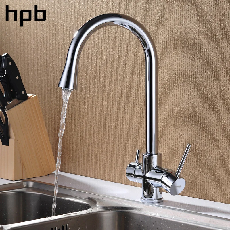 HPB Brushed Nickel Finished 3 Way Kitchen Faucet Filter Water Tap 2