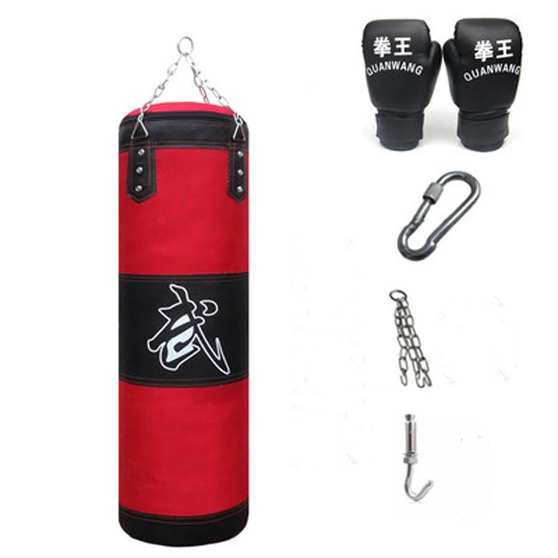 Durable Boxing Heavy Bag Heavy Boxing Bags Hanging Boxing Punch Bag with Chain and Wraps for Adult Professional and Beginners Boxer Training Unfilled,100cm