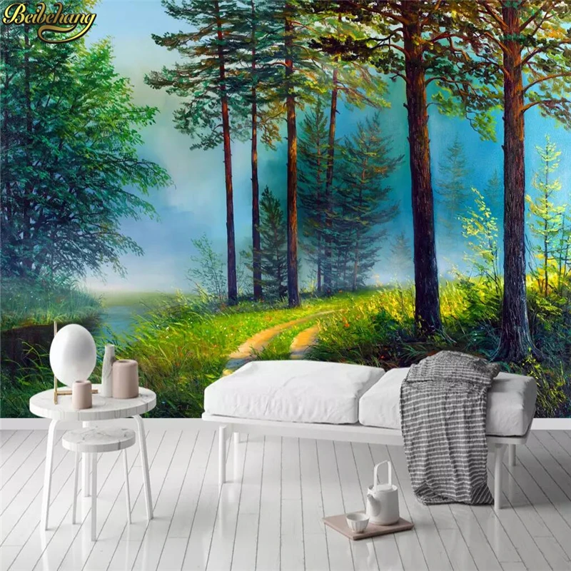 

beibehang Custom 3D Forest river Mural Wall Painting Sofa Living Room TV Background 3d flooring Photo Wallpaper for walls murals