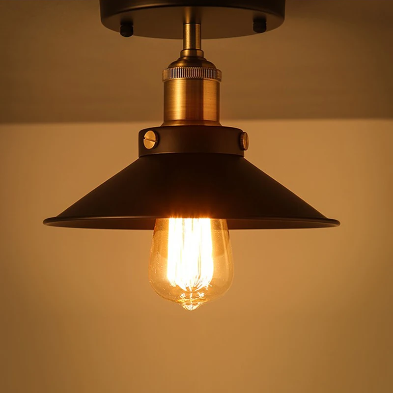 

Loft Vintage Ceiling Lamp Round Retro Ceiling Light Industrial Design Edison Bulb Antique Lampshade Ambilight Lighting Fixture