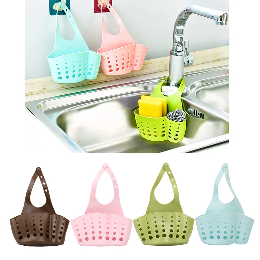 

New PVC Storage Basket 12x22cm Portable Home Kitchen Hanging Drain Bag Basket Bath Storage Tools Sink Holder