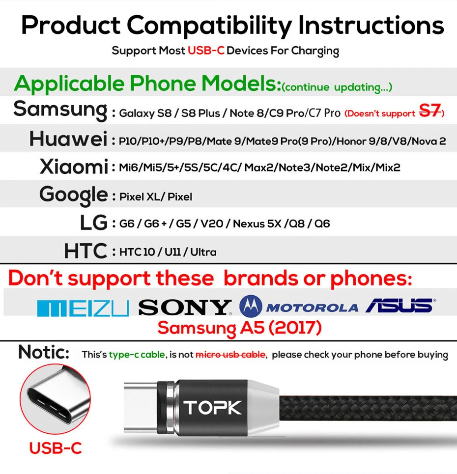 TOPK AM23 светодиодный магнитный Micro USB кабель USB C кабель для samsung Xiaomi huawei Android кабели для мобильных телефонов для iPhone X Xs Max