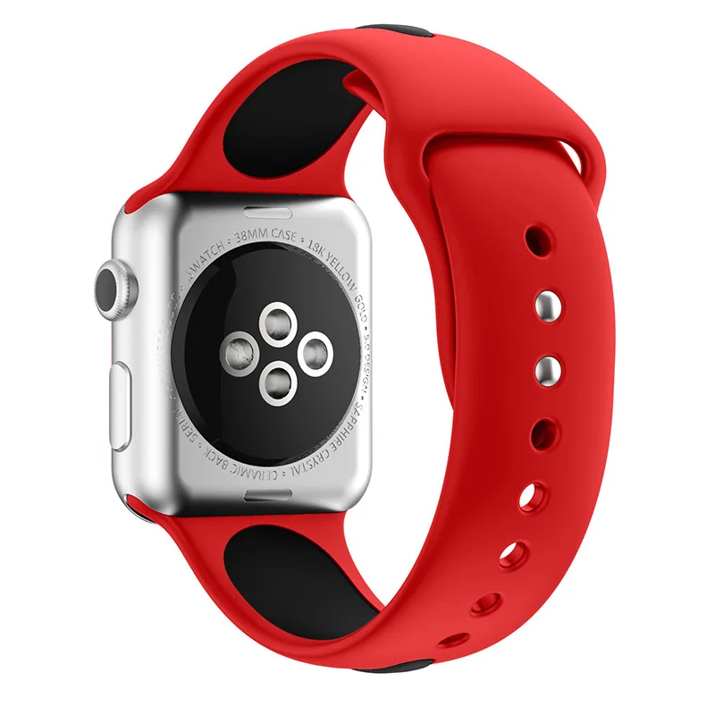 Ремешок силиконовый спортивный для apple watch band 42 мм 38 4/3/2/1 двухцветный резиновый