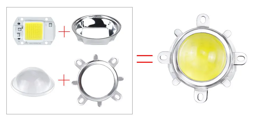 50 Вт 30 Вт 20 Вт светодиодный чип COB+ Отражатель объектива 220 В 110 В без необходимости драйвер холодный теплый белый DIY прожектор полный спектр растительный свет
