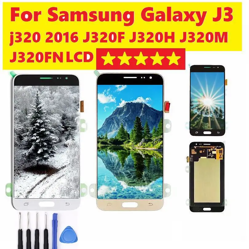 

Super AMOLED LCD Display For Samsung Galaxy J3 2016 J320 J320A J320F J320P J320M J320Y J320FN Screen Touch Digitizer