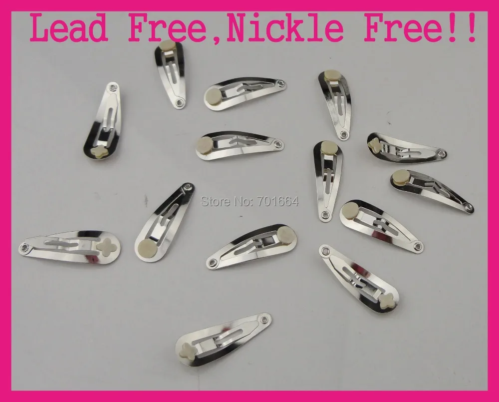

50PCS 3.0Cm 1.15" Silver miniPlain Metal Snap Clip with 5mm pads at nickle free and lead free,kids DIY clips wholesale