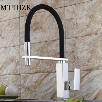 

MTTUZK Free Shipping New Kitchen Sink Mixer Taps One Handle Deck Mounted Single Hole Bathroom Basin tap Square Kitchen Faucet