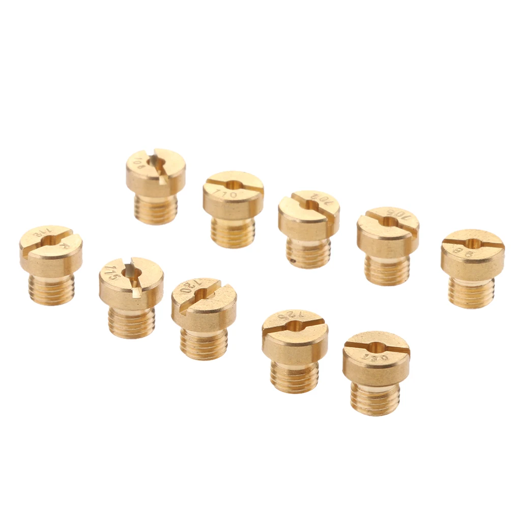 M6 Thread 6mm Motorcycle Carburetor Main Jet Kit Set Slow/Pilot Jet Main Injectors Nozzle for Carb Carburetor 98-130 10 Size
