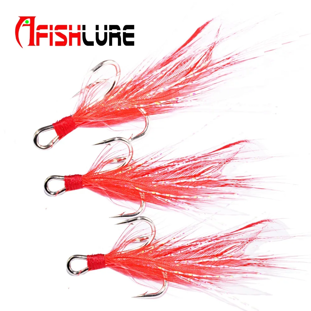Afishlure рыболовные крючки с красными перьями l перья приманки для ловли окуня