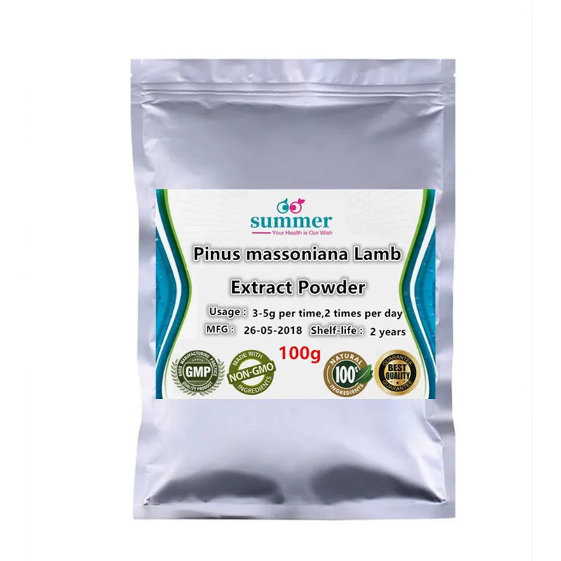 100g Порошок экстракта 100-1000g Pure Сосновая Кора для анти- отека, анти- воспаления и иммуноорегуляции - Цвет: 100g