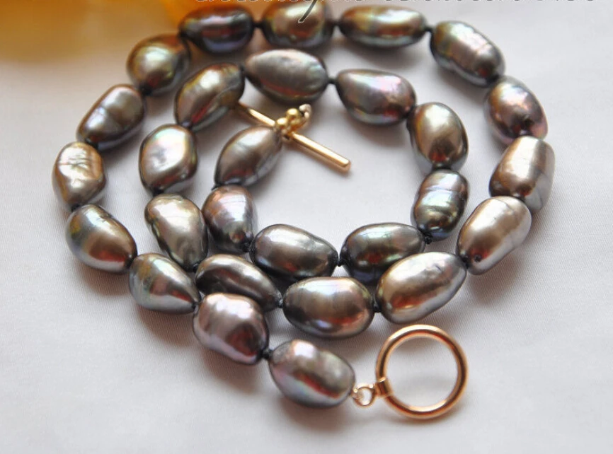 

15mm baroque black freshwater cultured pearl necklace 17inch (A0513)