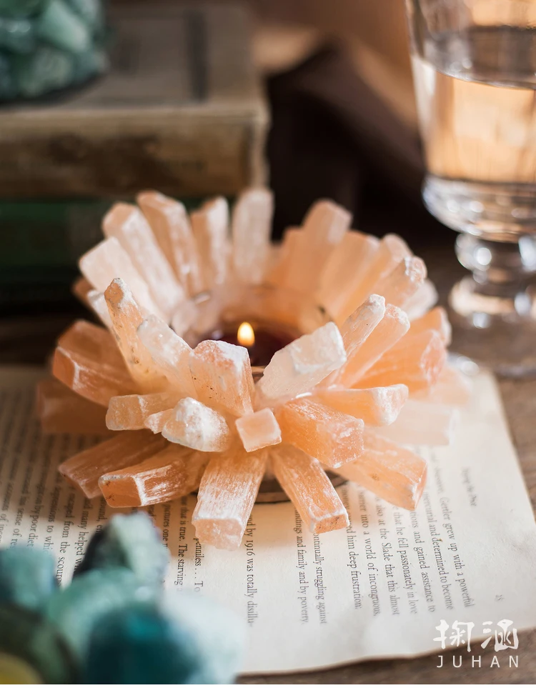 Natural Amethyst Candlestick yellow-green fluorite agate decorative ornaments energy geomantic omen gifts crystal candle holder