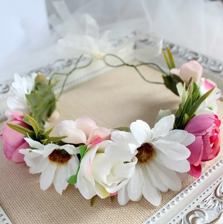 Ручная имитация небольшой ромашки гирлянды корейский невесты голова цветок
