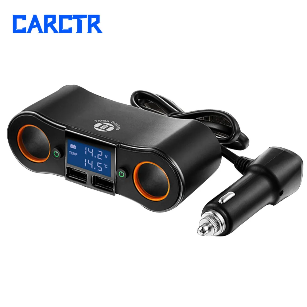New Car Charger Dual USB Car Splitter Cigarette Lighter Camera Monitor Adapter Car Cup Holder Charger Vehicle Power Splitter