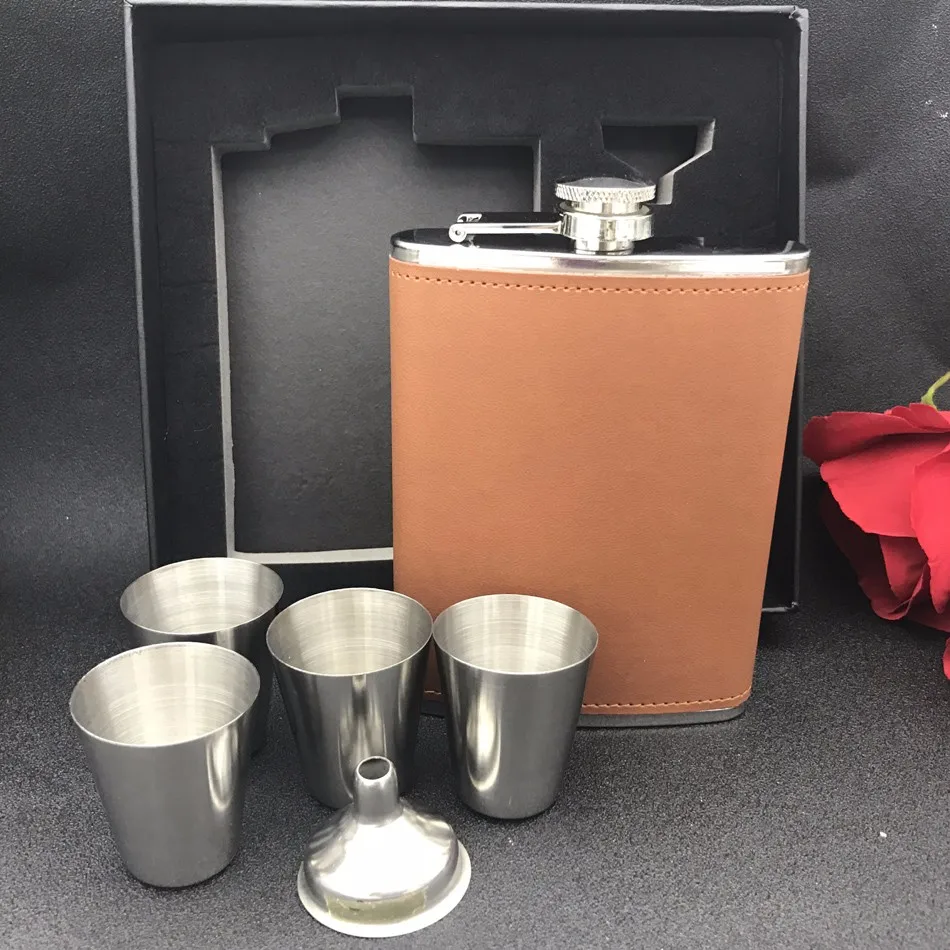Personalised stainless steel hip flask 8oz with 4 cups and funnel set ,Free engraved , any message or Name engraved free