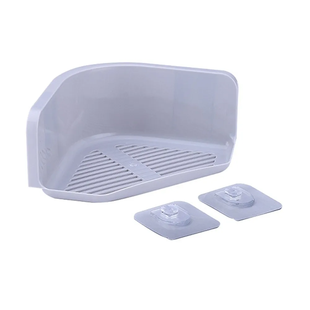 Пластиковая угловая стойка для хранения с вакуумный держатель на присоске, душ полка органайзер для украшения кухни ванной комнаты - Цвет: gray
