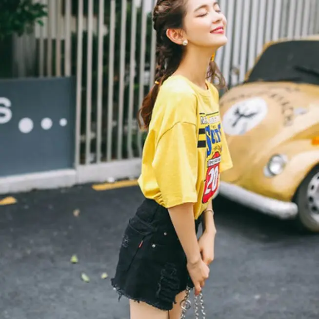 Letter Print T Shirt Rose Harajuku T Shirt Women 2017 Summer Casual Short Sleeve TShirt Ribbed