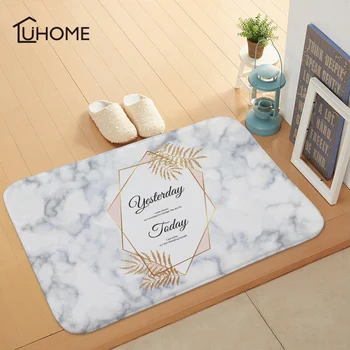 

40*60cm Marble Print Bath Mat Bathroom Carpet Water Absorption Rug Shaggy Coral Fleece Bathroom Mat Kitchen Door Floor Rug