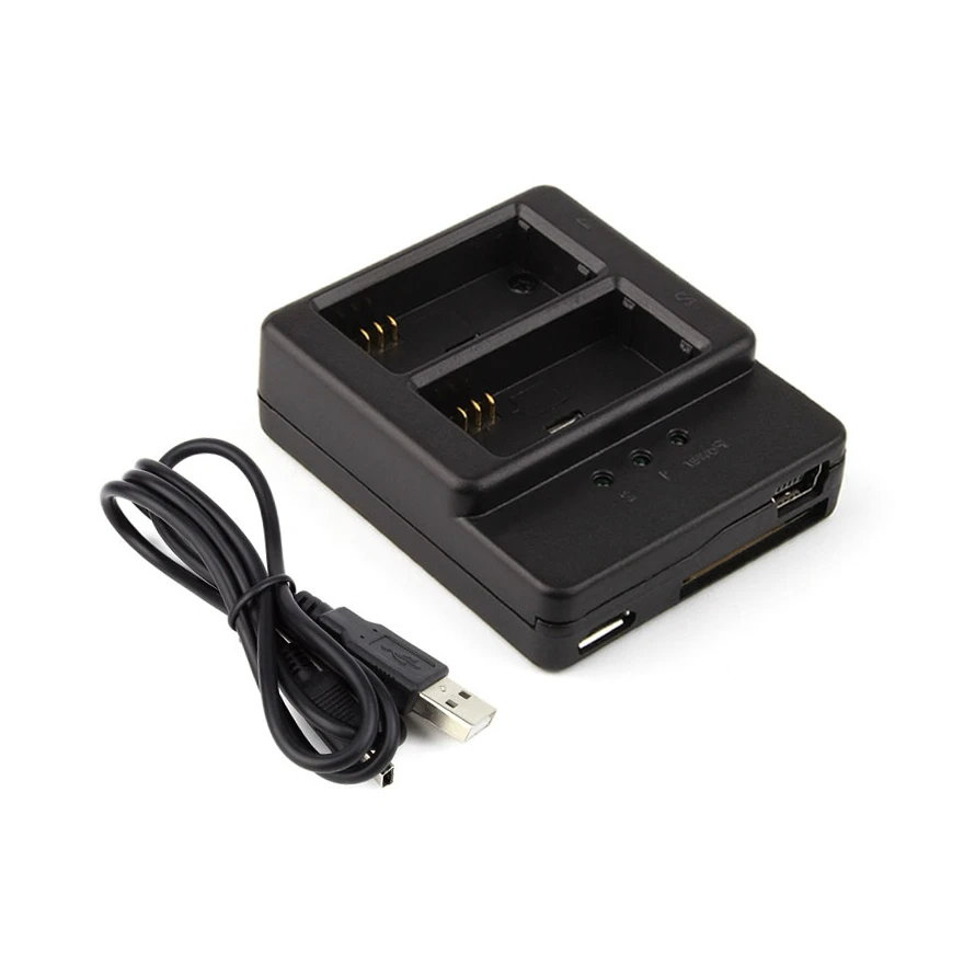 QIUNIU Dual Slot Battery Charger with USB Cable for GoPro Hero 3+ 3