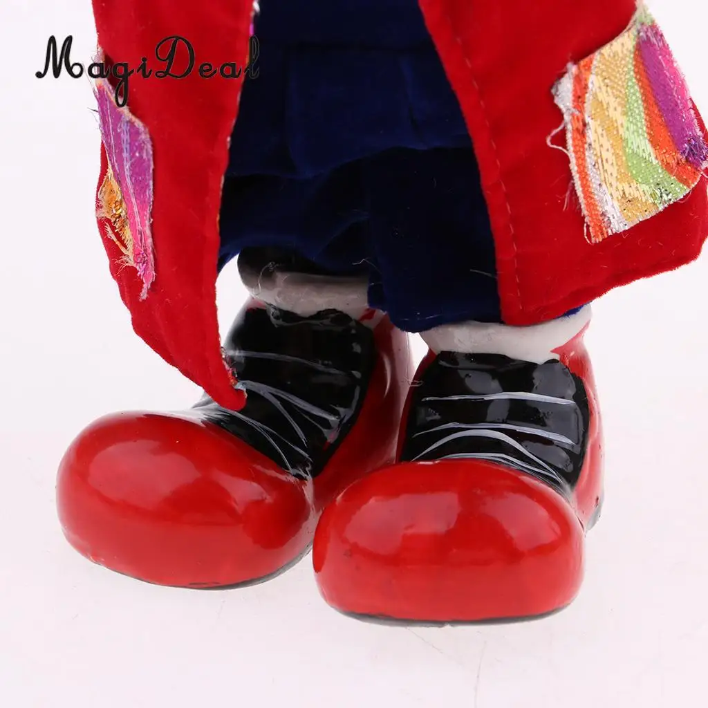 Hand Painted Porcelain Doll Funny Clown Dolls Wearing Red Coat And Hat Halloween Gift Home Decoration 18cm