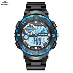 Попарт светодиодный цифровые часы Для мужчин 50 м Водонепроницаемый Кварцевые наручные часы Мода Открытый военный спортивные часы Для
