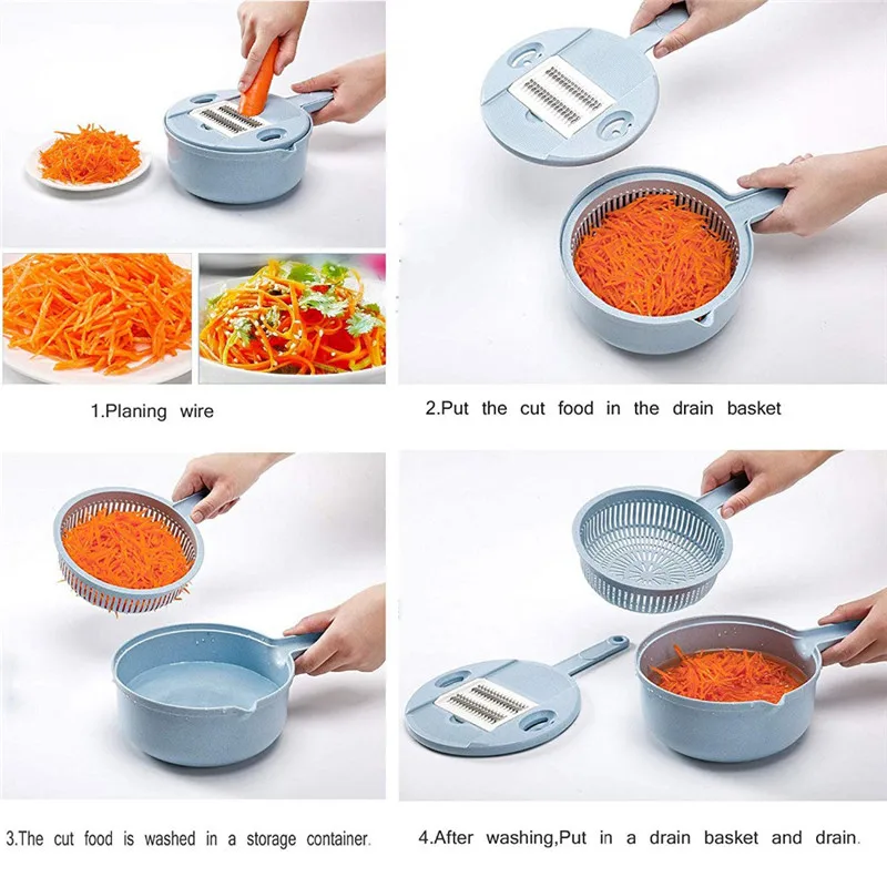 Mandoline Slicer Vegetable Slicer Potato Peeler Carrot Onion Grater with Strainer Vegetable Cutter 8 in 1 Kitchen Accessories Mandoline Slicer Vegetable Slicer Potato Peeler Carrot Onion Grater with Strainer Vegetable Cutter 8 in 1 Kitchen Accessories