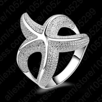 

Fashion Silver Rings Engagement Jewelry Sea Star Shape Wedding Bands Finger Ring For Women Accessories Anillos Bijoux