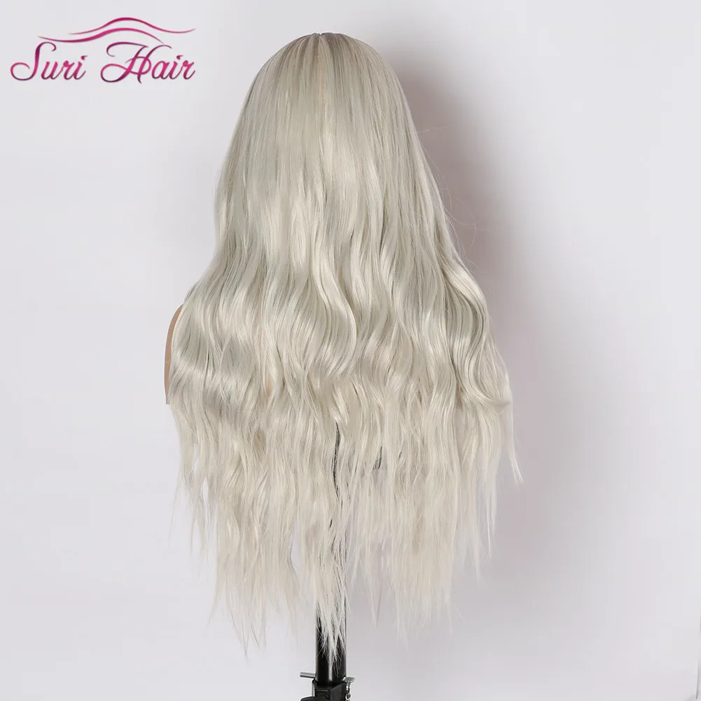 Синтетические парики для женщин длинные волнистые парики Ombre белый Косплэй парик Two Tone шиньон термостойкие 28 дюймов Сури волос средняя Размеры