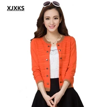 XJXKS, женские свитера, осенний свитер с длинным рукавом, кардиган размера плюс, короткая верхняя одежда, трикотаж, женские кардиганы, 7 цветов