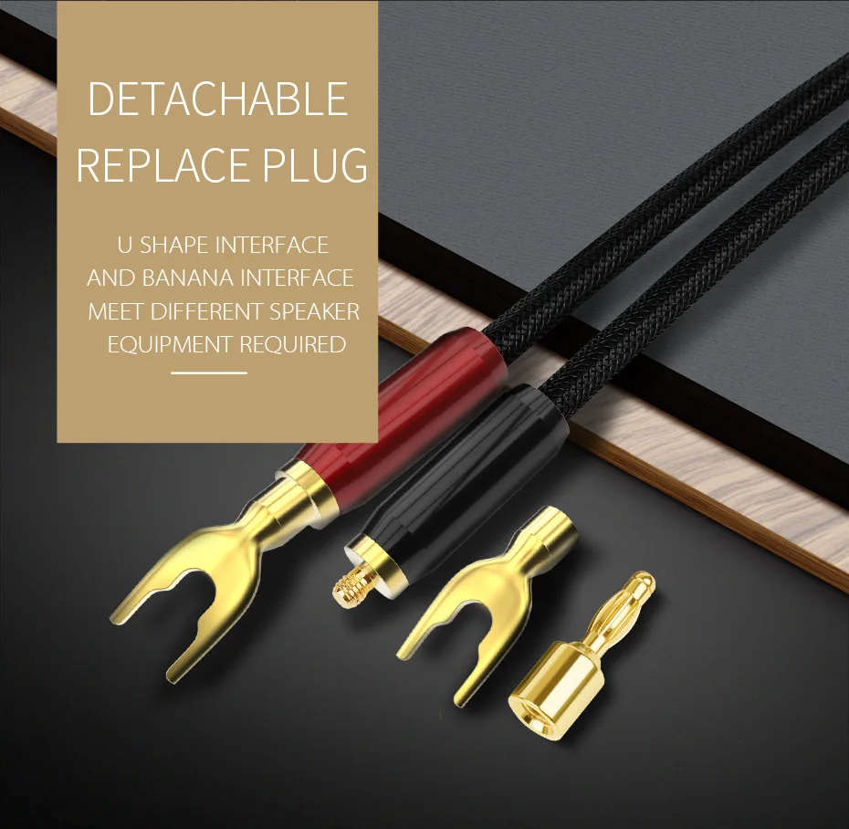CHOSEAL HIFI Speaker Audio Cable High Fidelity OCC Speaker Wire DIY with U Shape Banana Plug 2pcs 2 (6)
