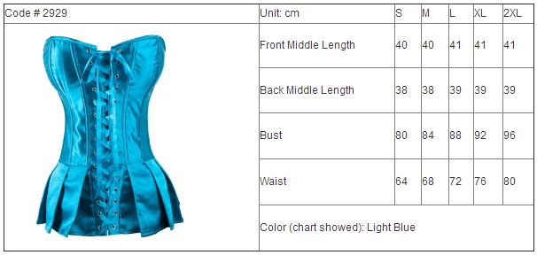 2929 size chart