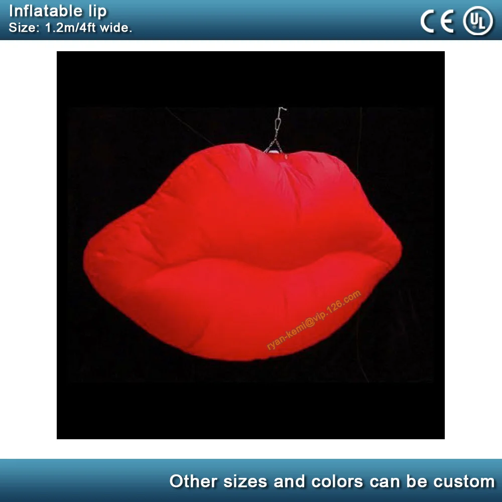 

1.2m inflatable lips with remote control color changing LED lighting wedding party bar club stage events decoration hanging up