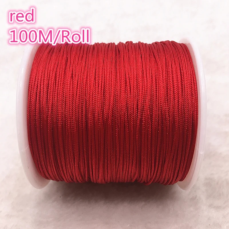

100M/Roll 0.8mm RED Nylon Cord Thread Chinese Knot Macrame Cord Bracelet Braided String DIY Beading Thread #00A