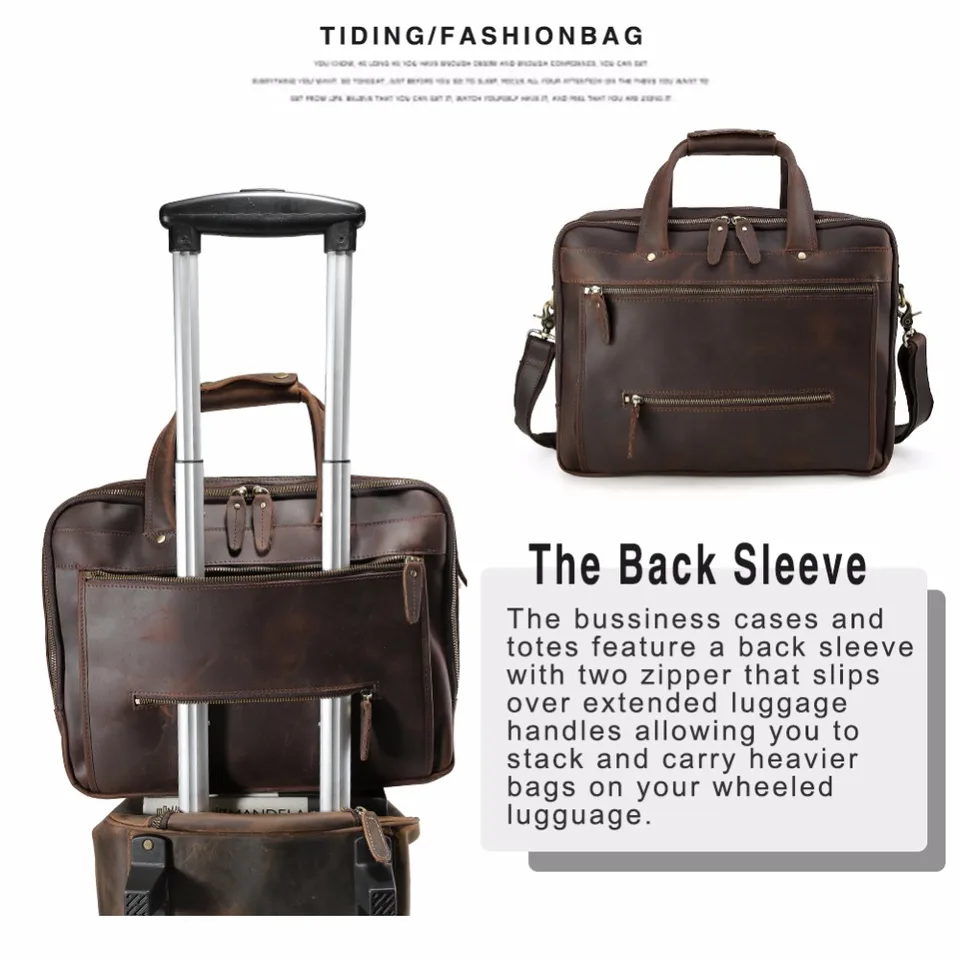 leather bag with trolley sleeve