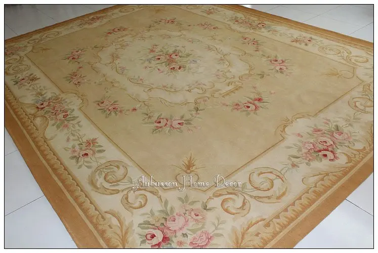 9'X12' Hand Woven Aubusson Area Rug French Pastel Floor Carpet Pastel