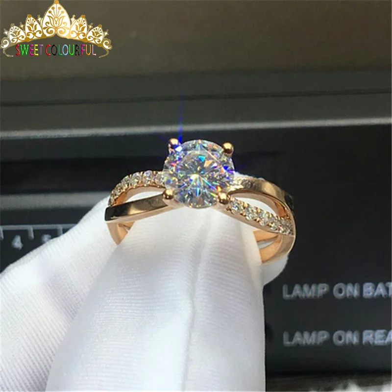 

100% 18K 750Au Gold Moissanite Diamond Ring D color VVS With national certificate MO-00102