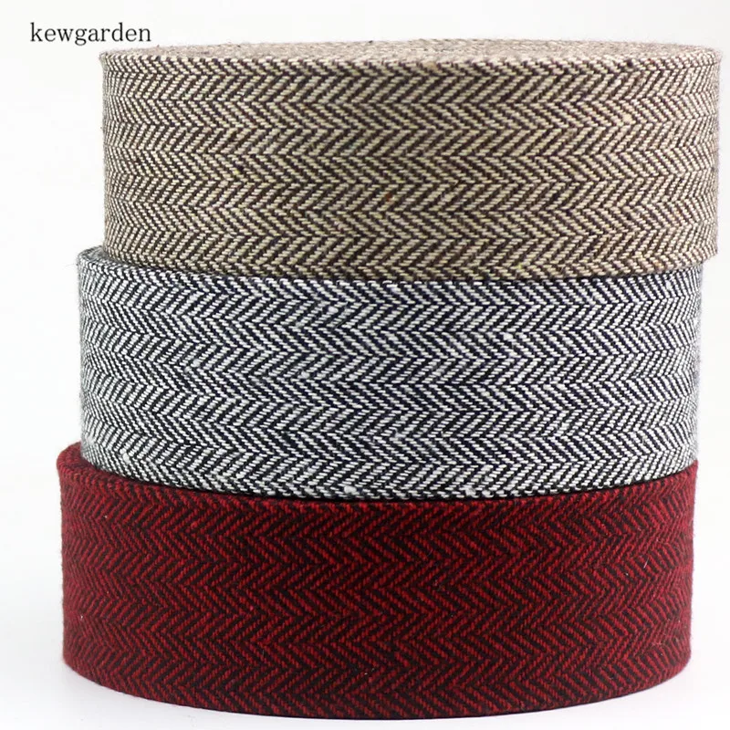 

Kewgarden 2" 1" 3/8" Geometric Stripe Pattern Linen Fabric Layering Cloth Ribbons Handmade Tape DIY Bow tie Riband 5m/lot