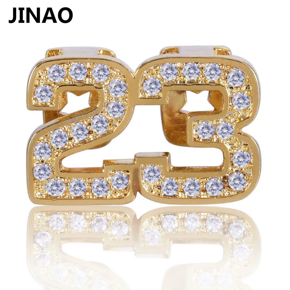 

JINAO New Custom Fit Gold Silver Color Micro Pave Cubic Zircon 23 Top & Bottom Teeth Grillz Halloween Christmas Gift For