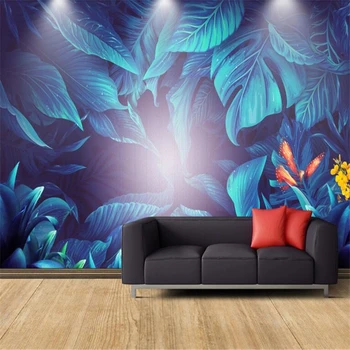 

beibehang Modern Nordic minimalist nostalgic turtle leaves hand-painted large-scale mural wallpaper background wall 3d wallpaper