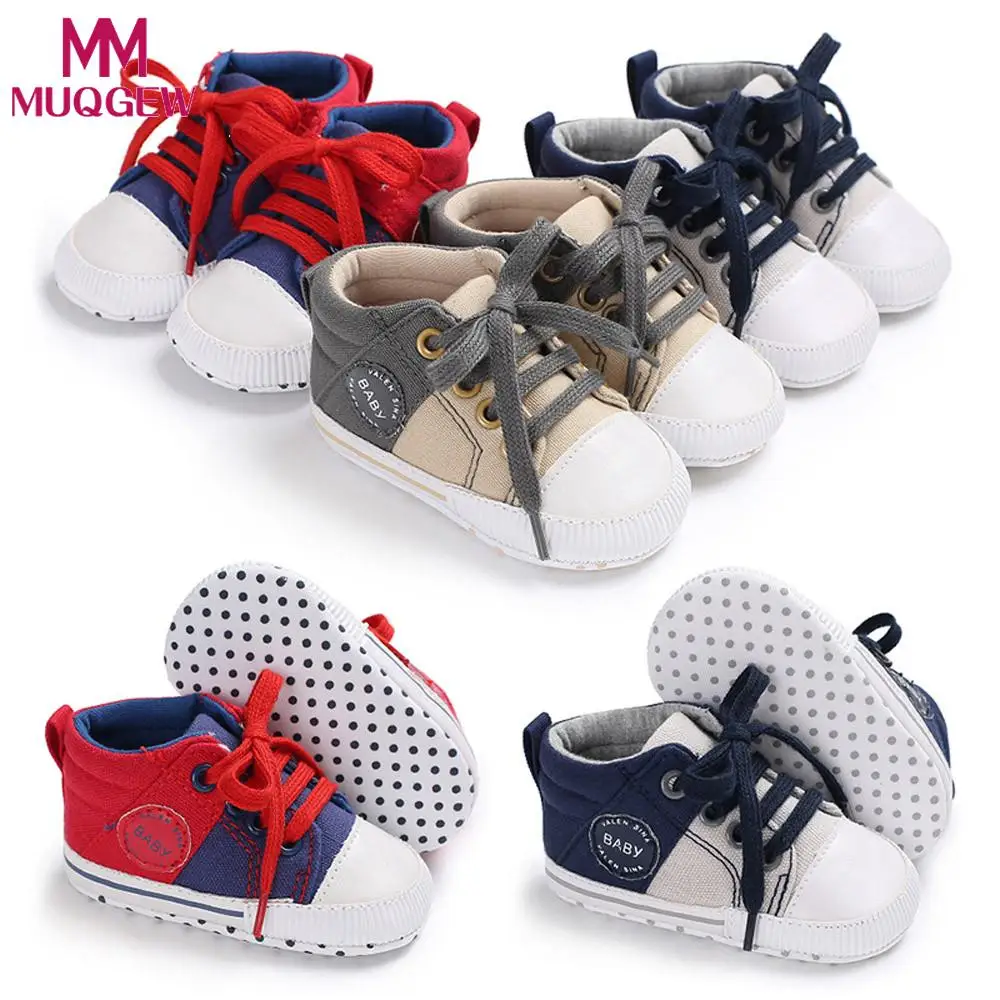 

MUQGEW Baby Moccasins PU Suede Leather Canvas Newborn Baby Boys Girls Canvas Lace Up Shoes Crib Prewalker Soft Anti-slip Shoes