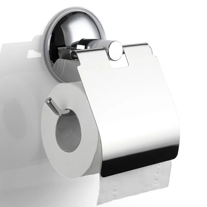 

Wall mounted stainless steel tiolet paper roll holder, Chrome plated vacuum suction sucker type tissue holder towel rack