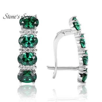 

Stone's Secret 925 Sterling Silver Green Cubic Zirconia Earrings Fine Jewelry