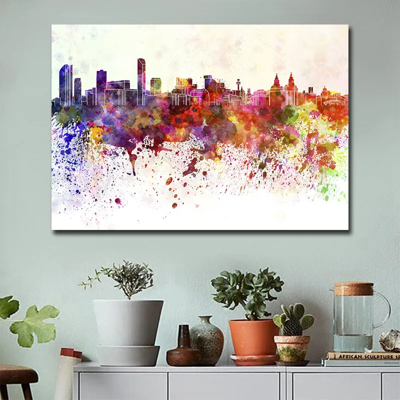Modern Abstract Building Painting Canvas Poster Vintage Painting Canvas Poster Vintage