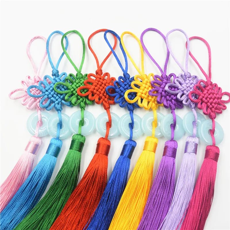 

1PC Chinese Knot Tassel Fringe Chinese Arts and Crafts Chinese knot Tassels Imitation of jadeite Pendant Gift Present Home Decor
