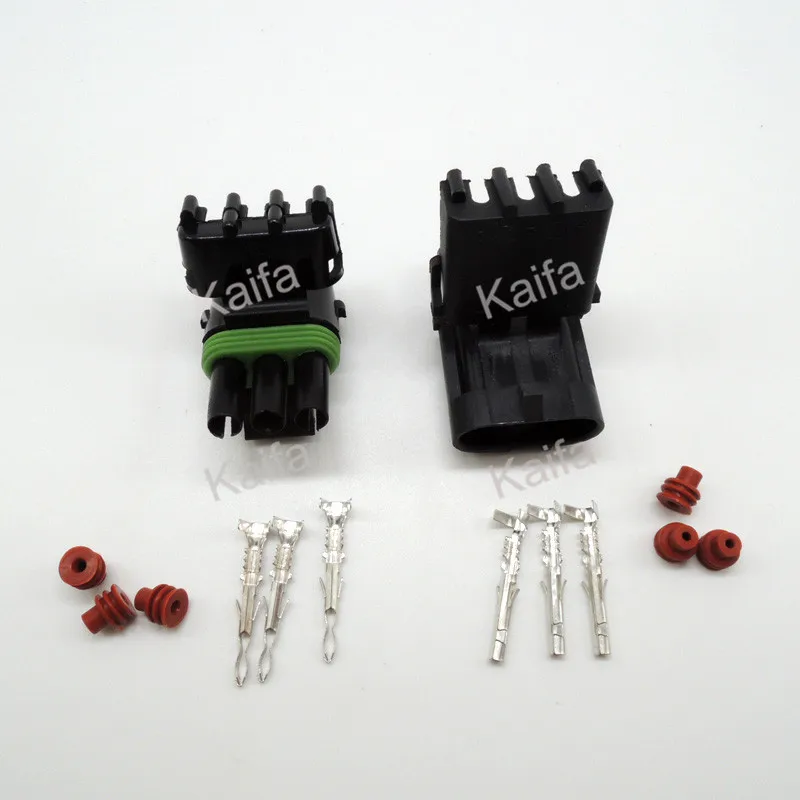

kaifa 5 set 3 Pin Weather pack Weatherpack Electrical Wire 2.5 Connector Plug Sealed Wiring automobile Connectors