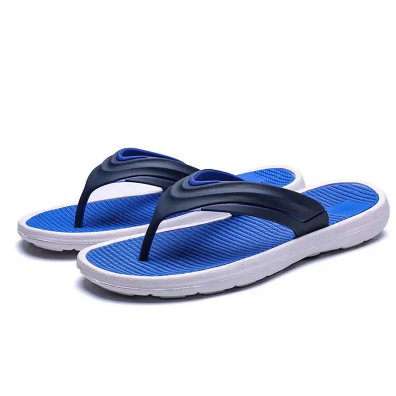 Мужские вьетнамки летние мужские новые стильные мягкие резиновые туфли уличные пляжные мужские тапочки Массажная Мужская водонепроницаемая обувь - Цвет: blue