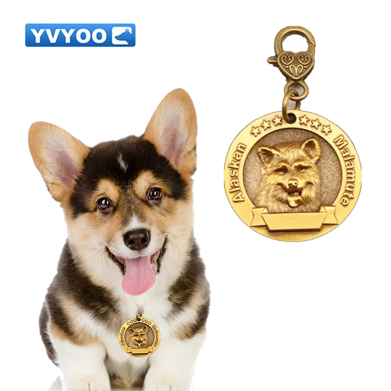 

YVYOO Free engraving Personalized Dog ID Tag Customized Dogs Tags Nameplate Anti-lost Pet Pendant For Collars Necklace
